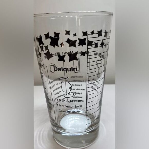 VINTAGE Federal Cocktail Drink Recipe Glass with 5 Recipes Black Print - 6” Tall - Picture 3 of 11